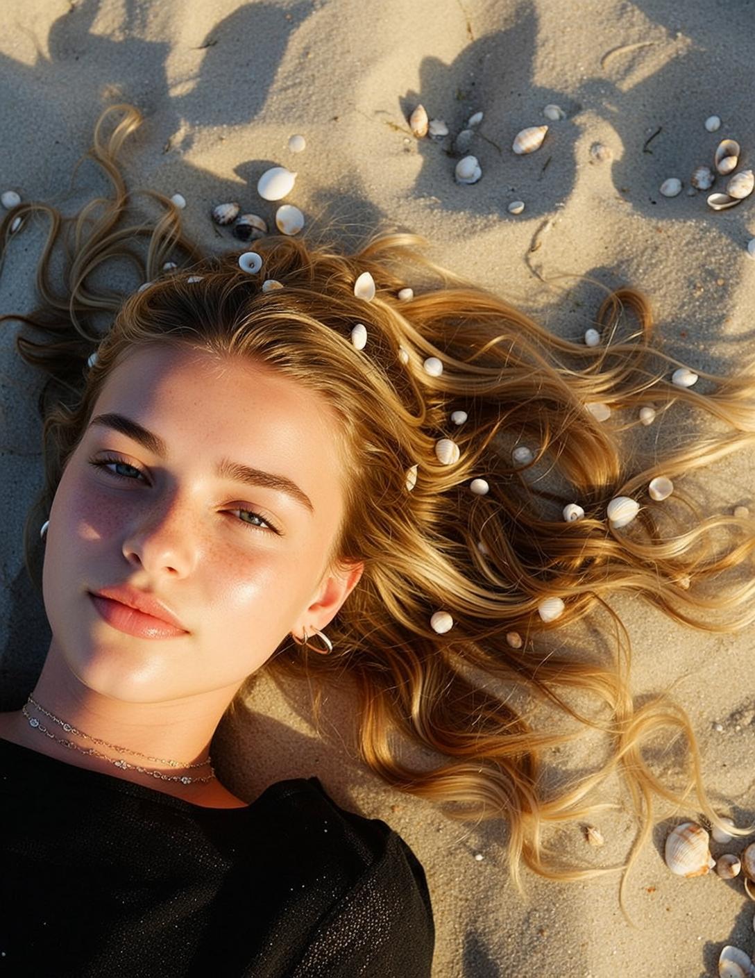 Explore Lying Her Back Sandy Beach Head