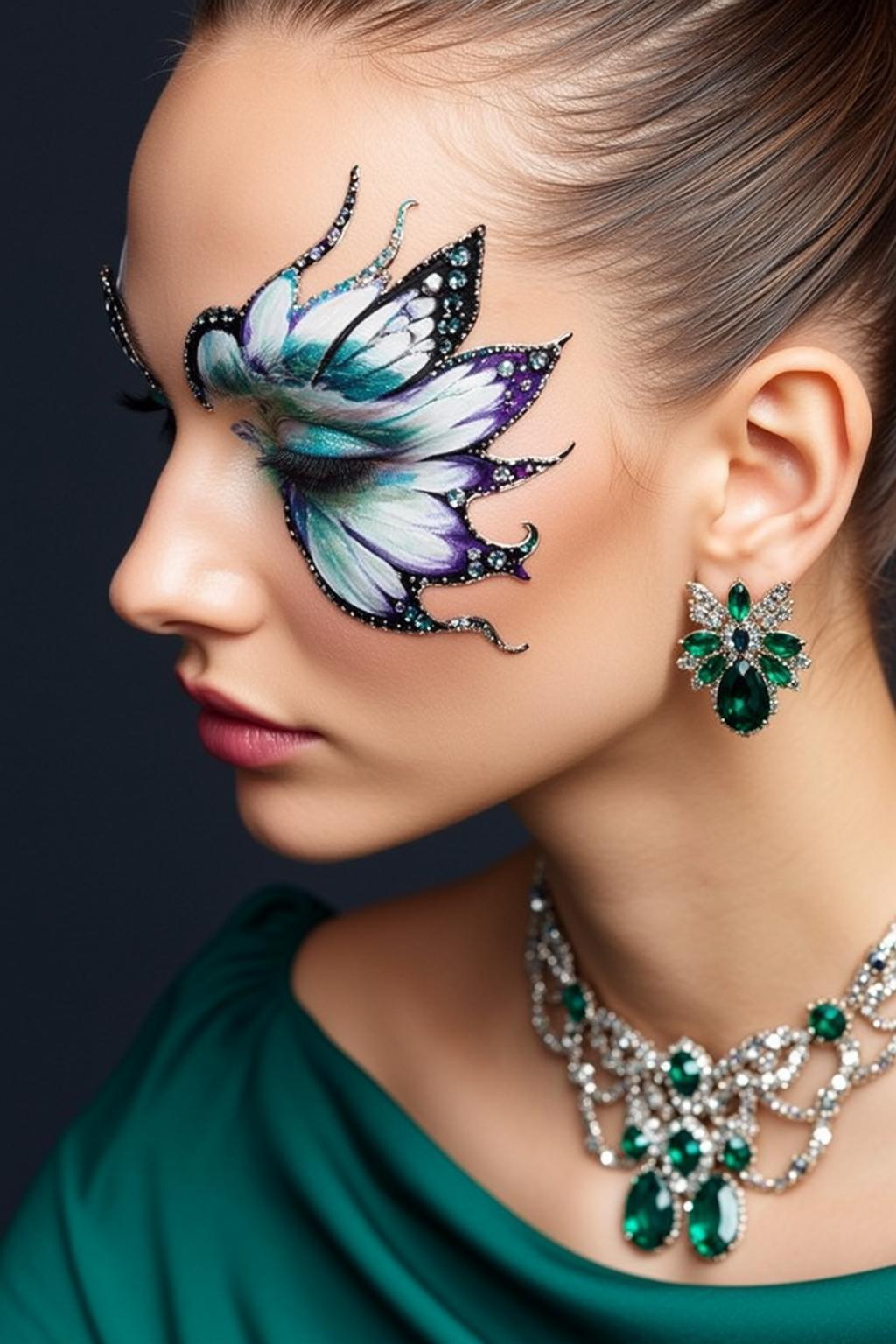 Makeup Captured Profile View Her Head Tilted