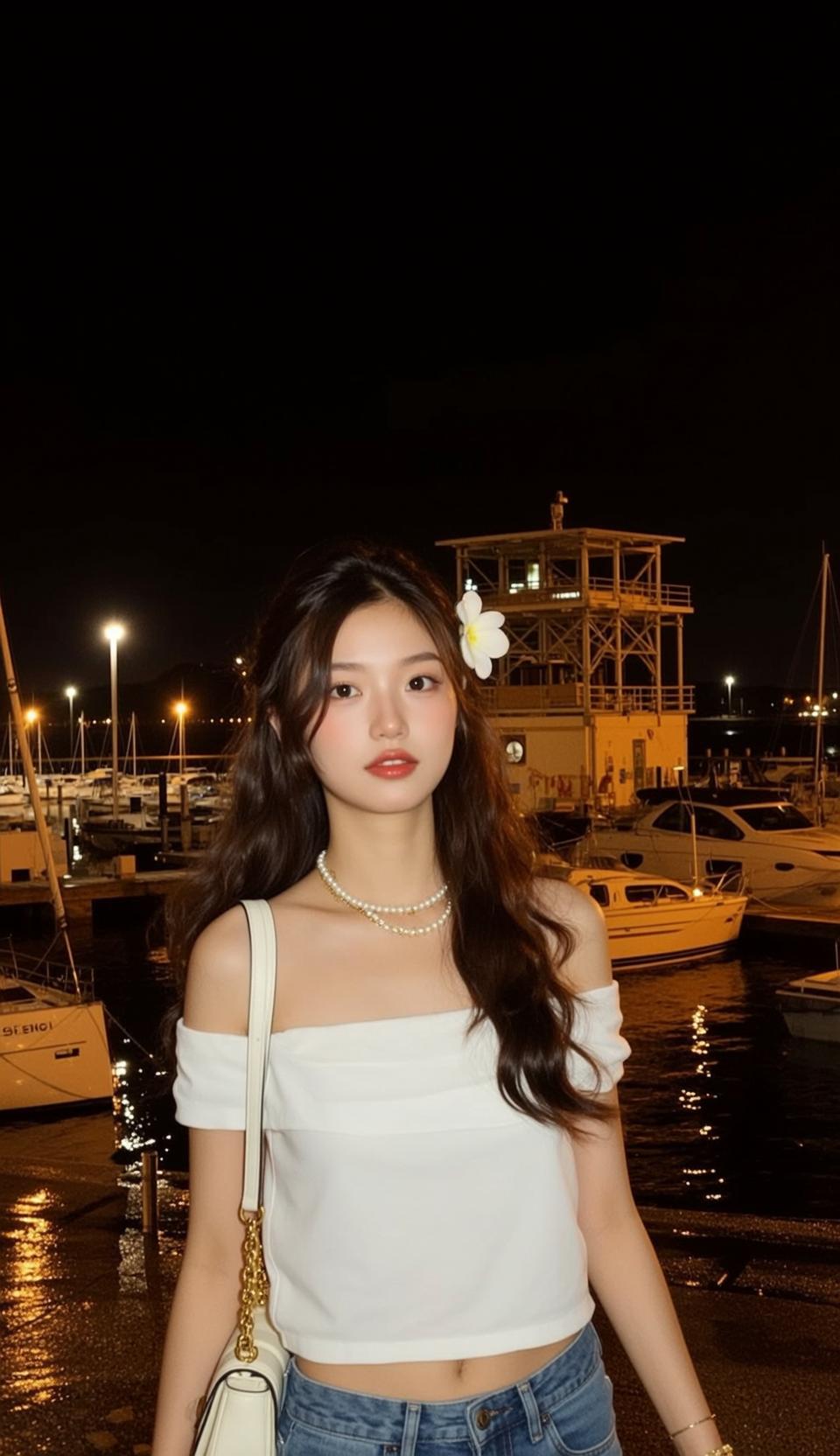 White Crop Top Marina Night