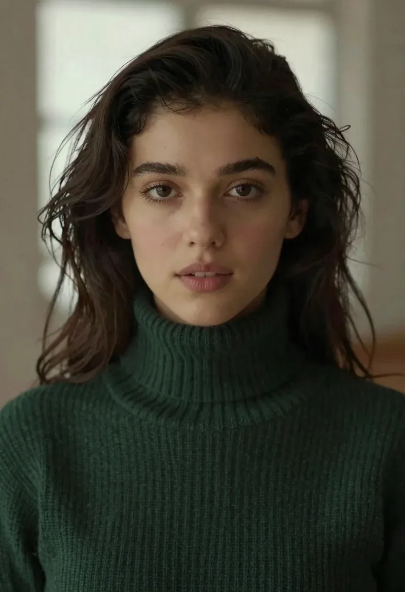 Medium And Scene Close-up Portrait Young Woman With Soft Makeup