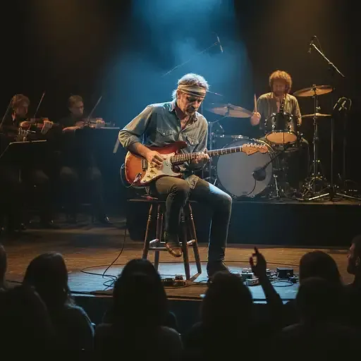 Mark Knopfler Performing Live On Stage In The