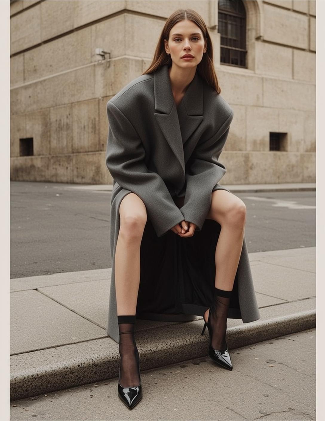 Urban Street Fashion Editorial Grey Blazer