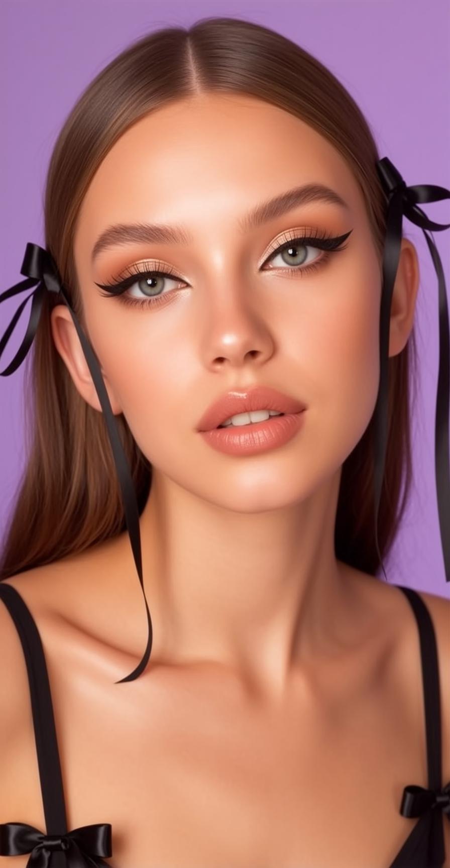 Close-up Portrait Orientation Photograph Features Young Woman With Long Straight