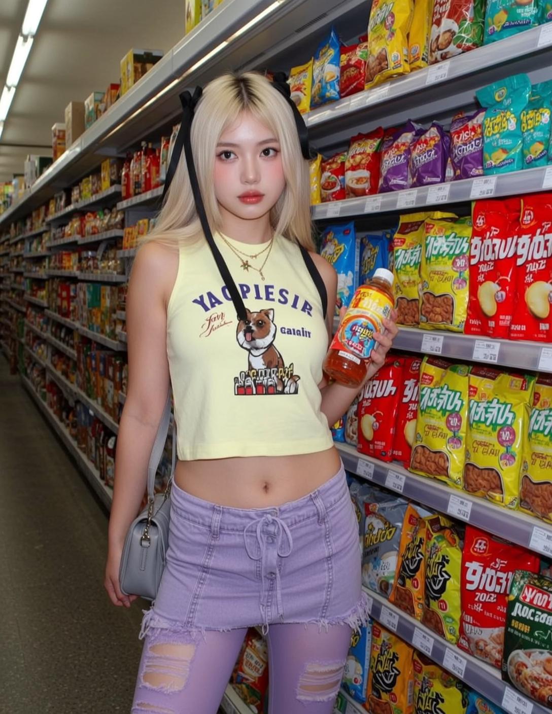 Y2k Young Blonde Long Black Ribbons Fair