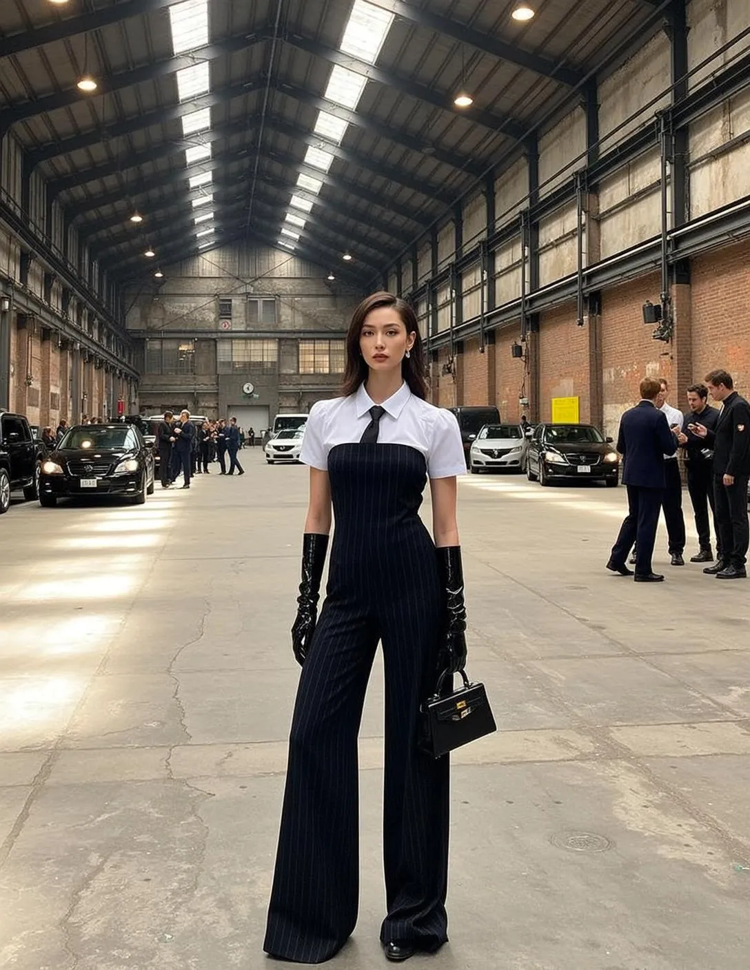 Fashion Week Young Asian Long Dark Wavy