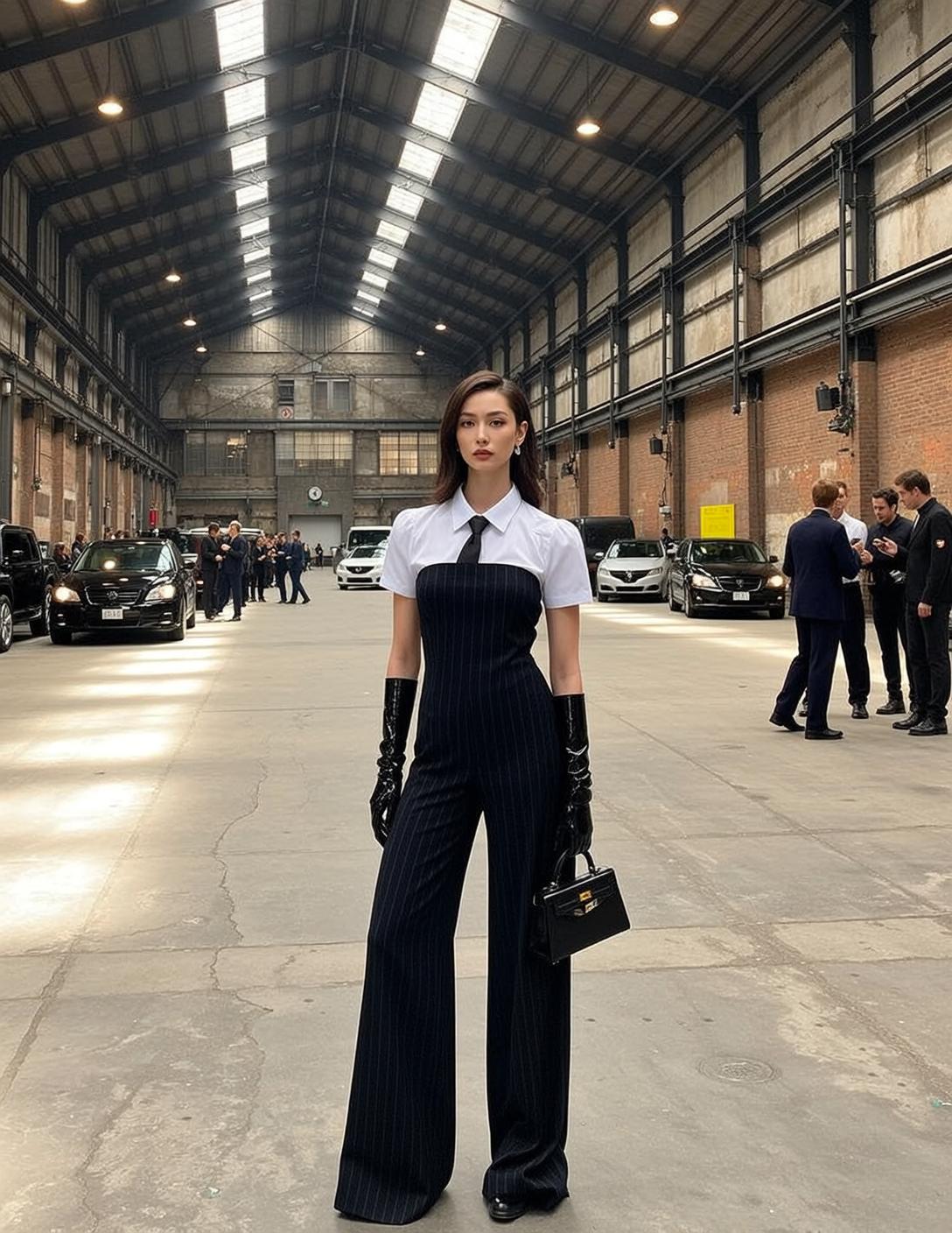 Fashion Week Young Asian Long Dark Wavy