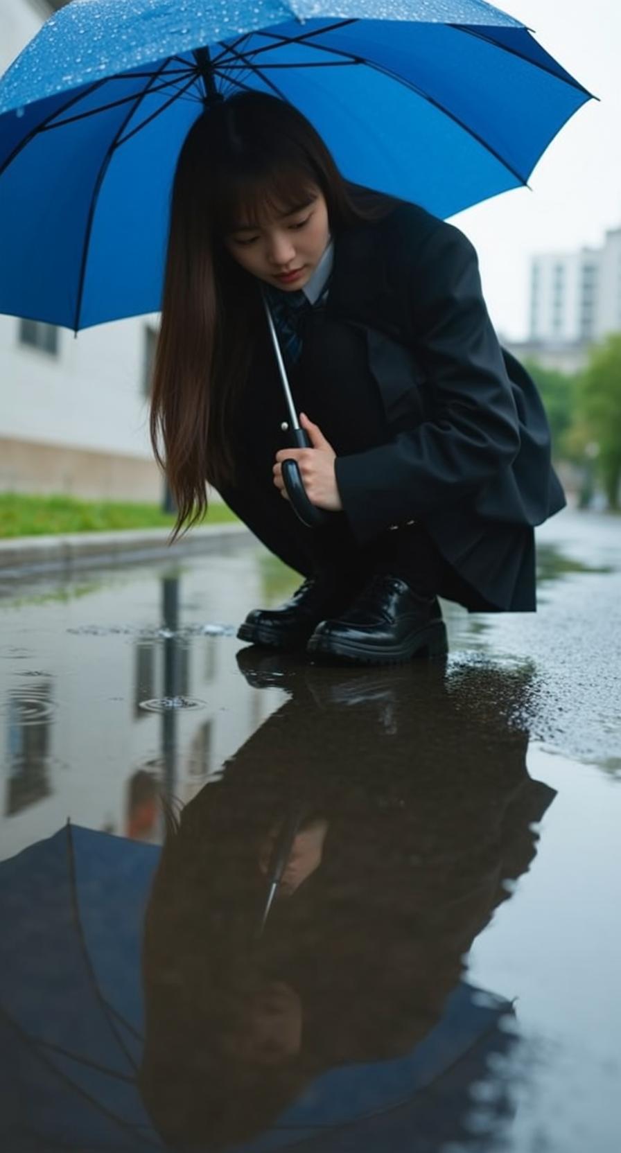 Rainy Umbrella Street Office Look