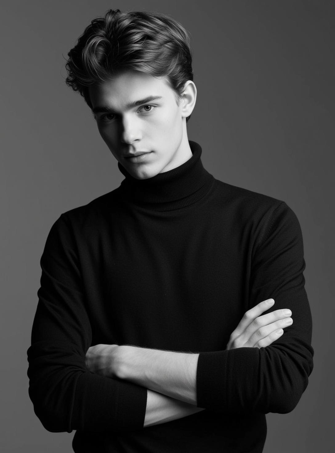Head And Shoulders Medium Shot Black And White Photorealistic Portrait