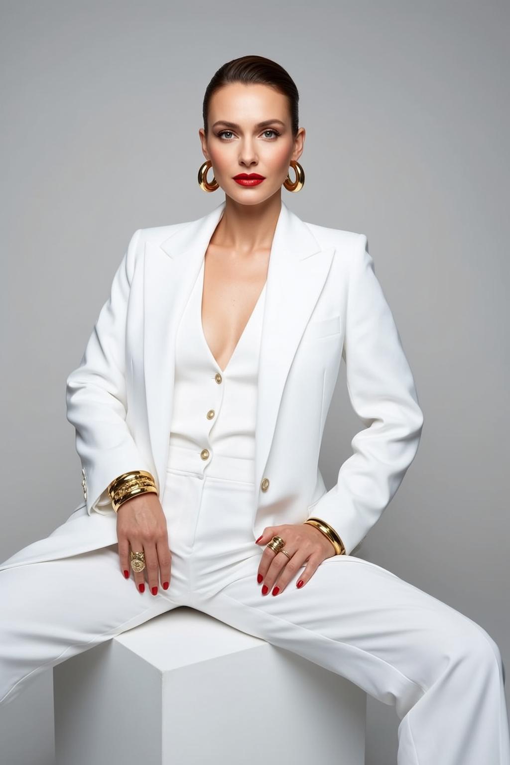 Luxury Pulled Back Bun Fair White Vest