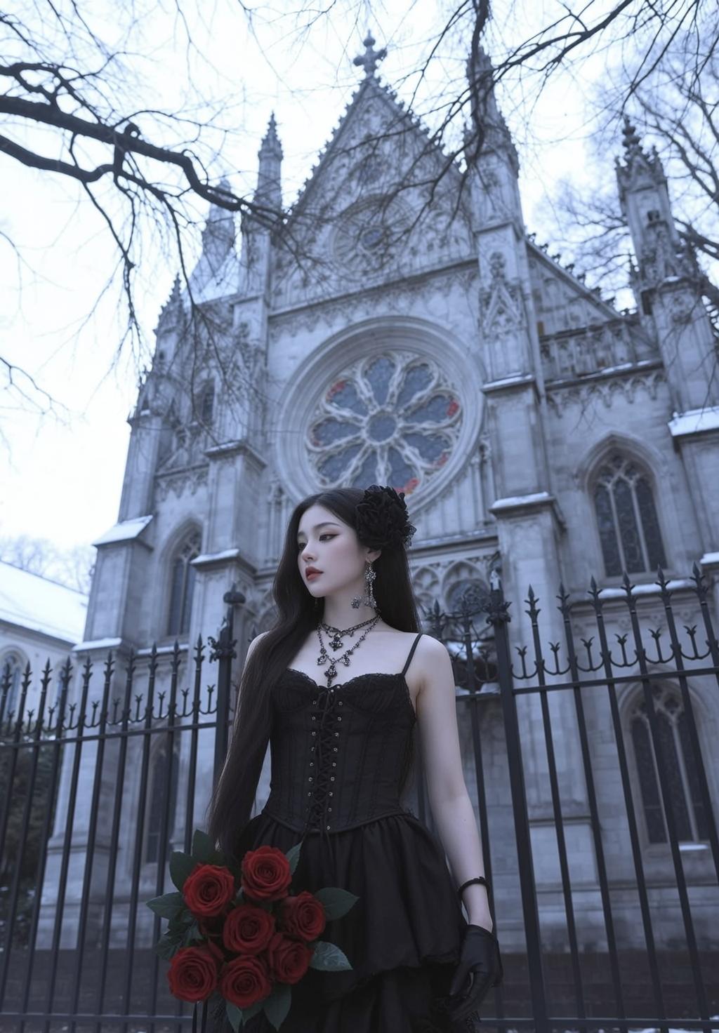 Red Roses Gothic Cathedral