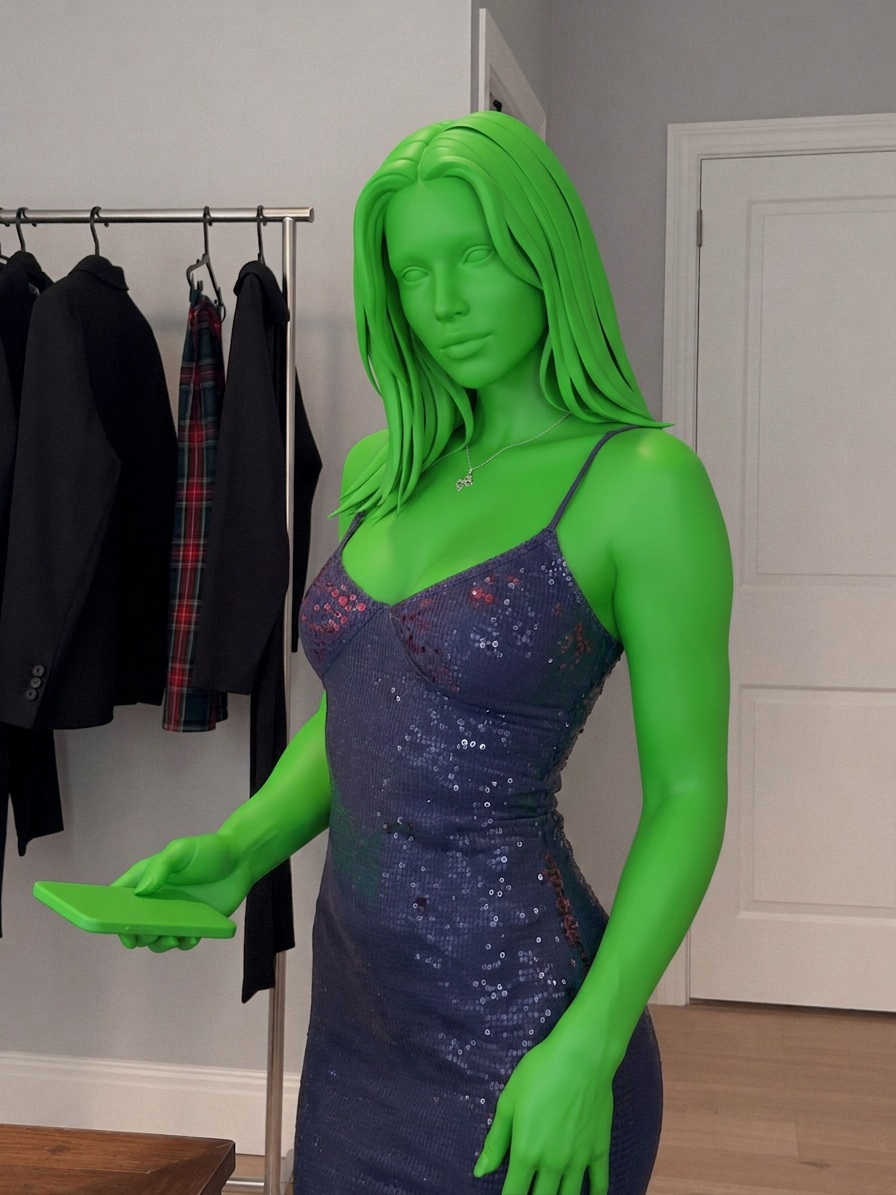 Template for Sequined Dress With Smartphone