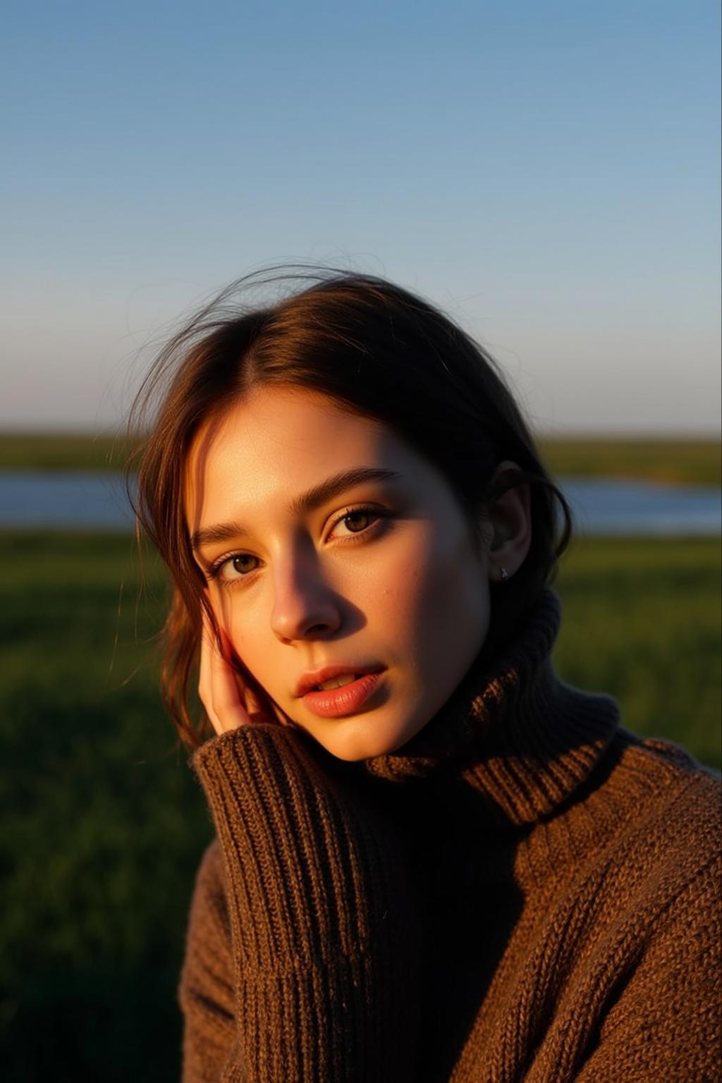 Brown Turtleneck Golden Hour Portrait