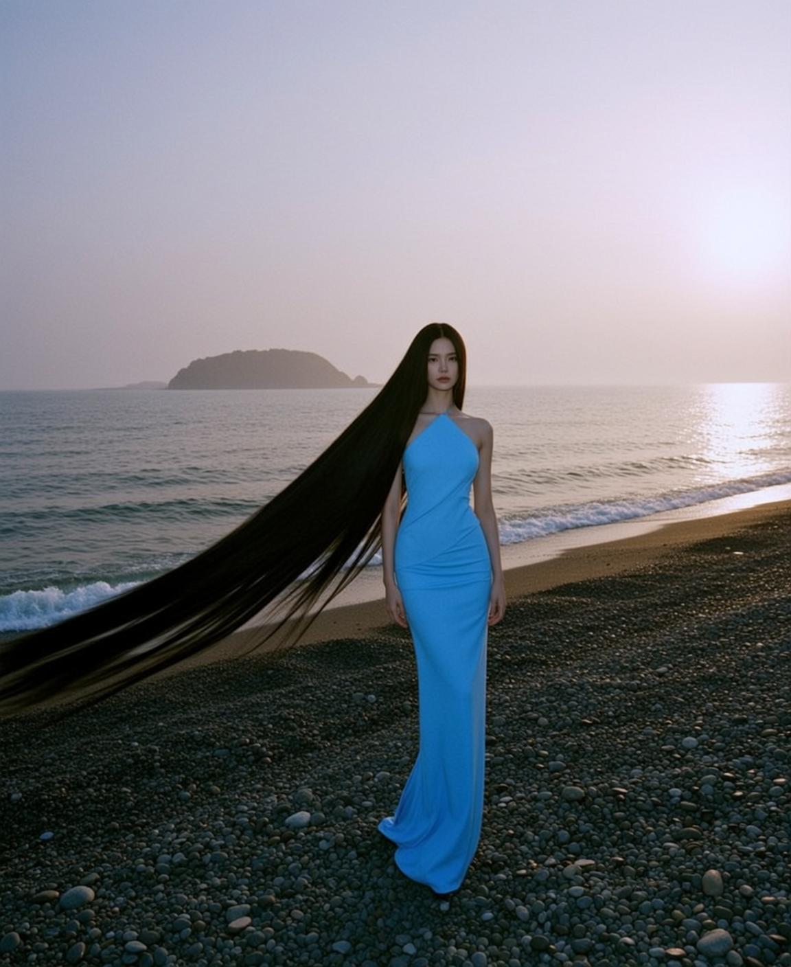 Blue Gown Rocky Beach