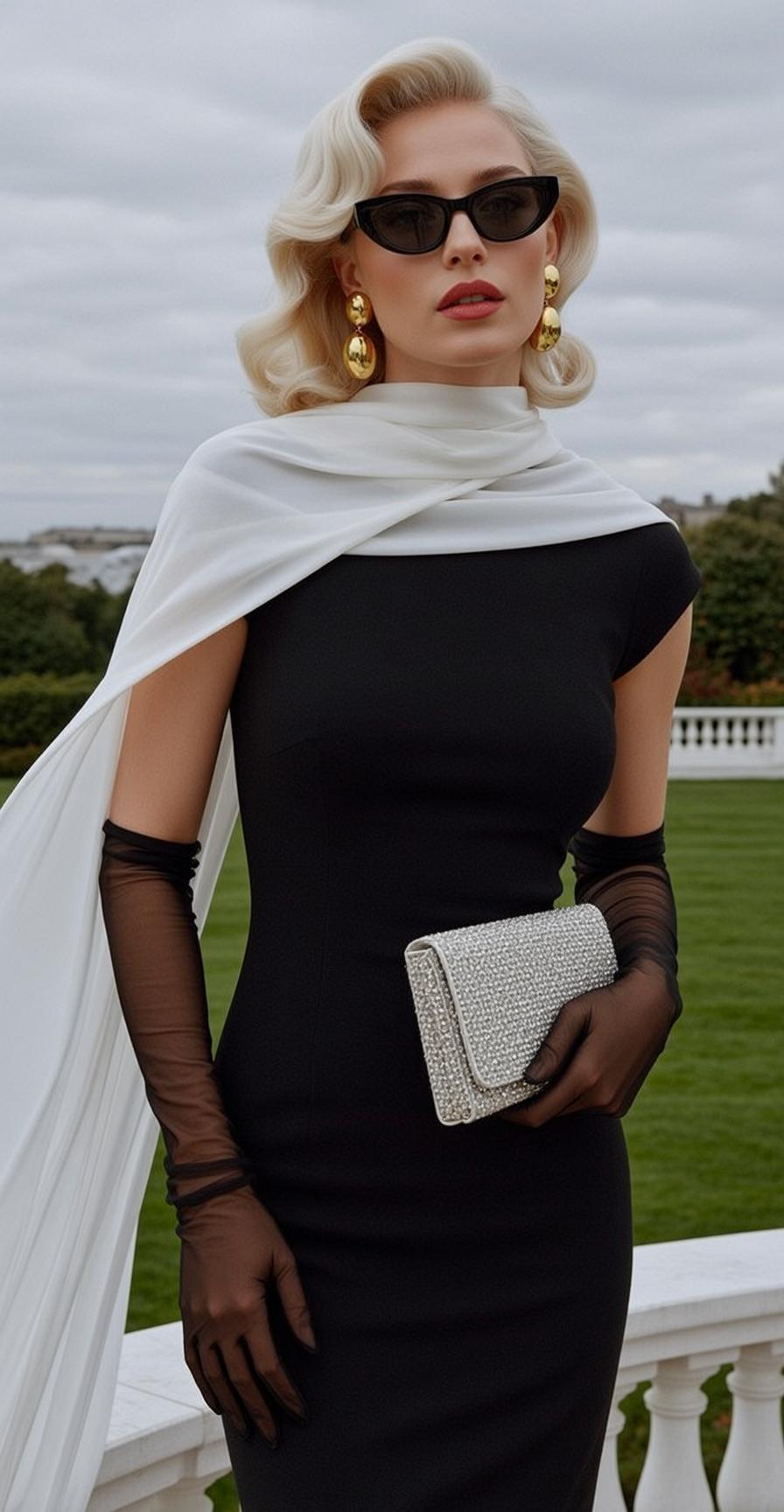 Glamorous Woman Garden Gold Earrings Clutch