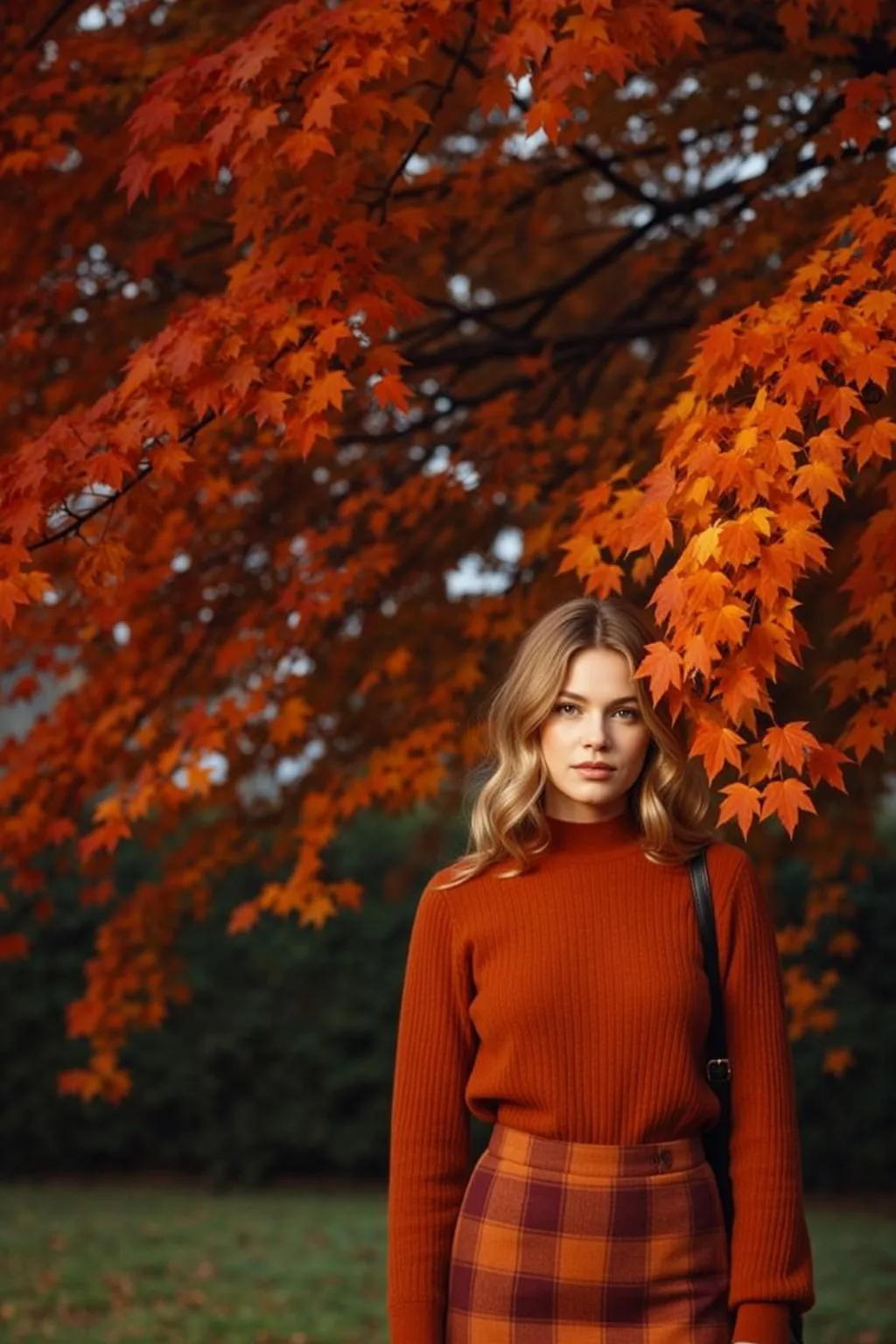 Plaid Skirt Autumn Park