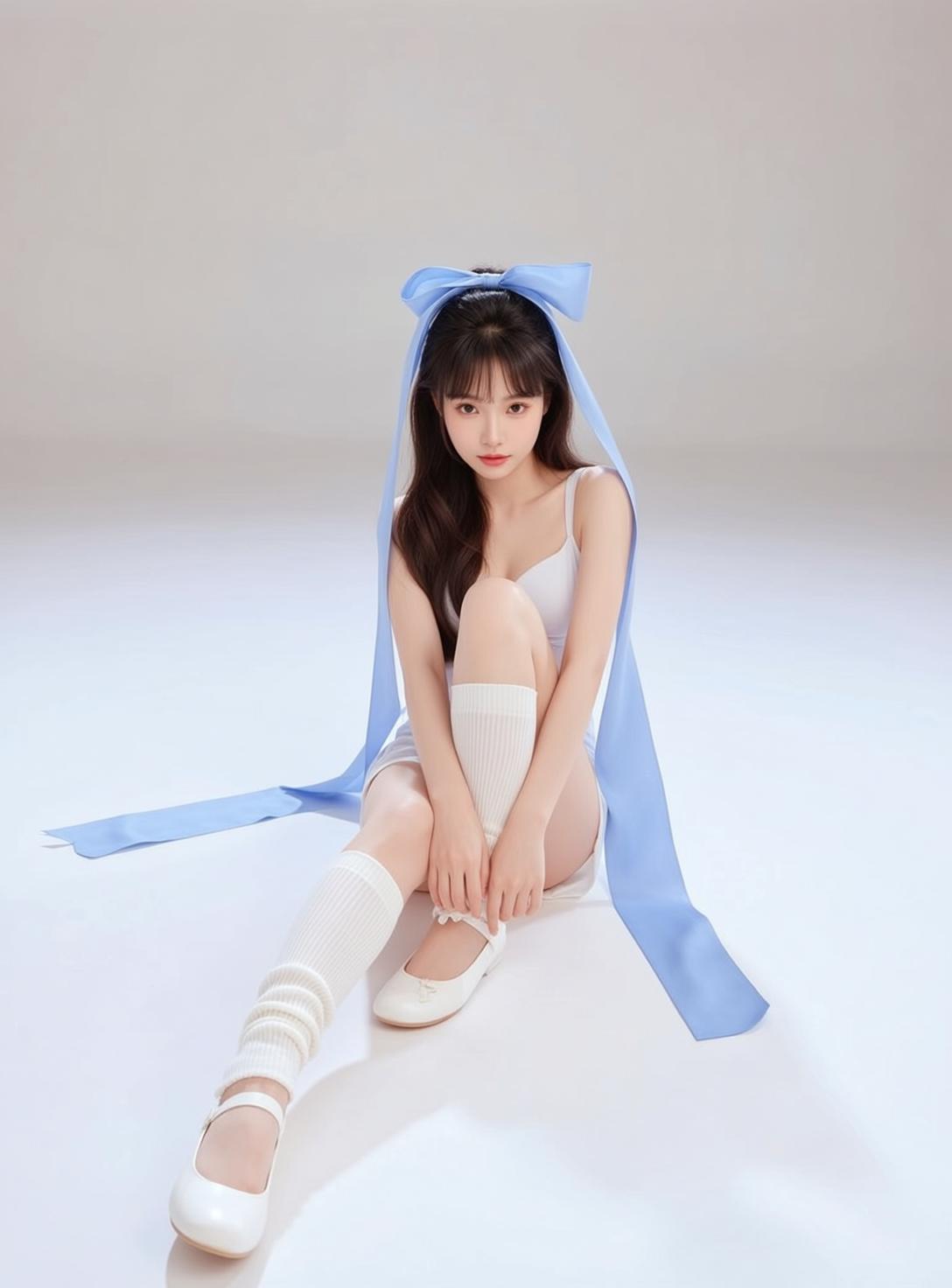 Balletcore Seated White Floor Facing Her Body