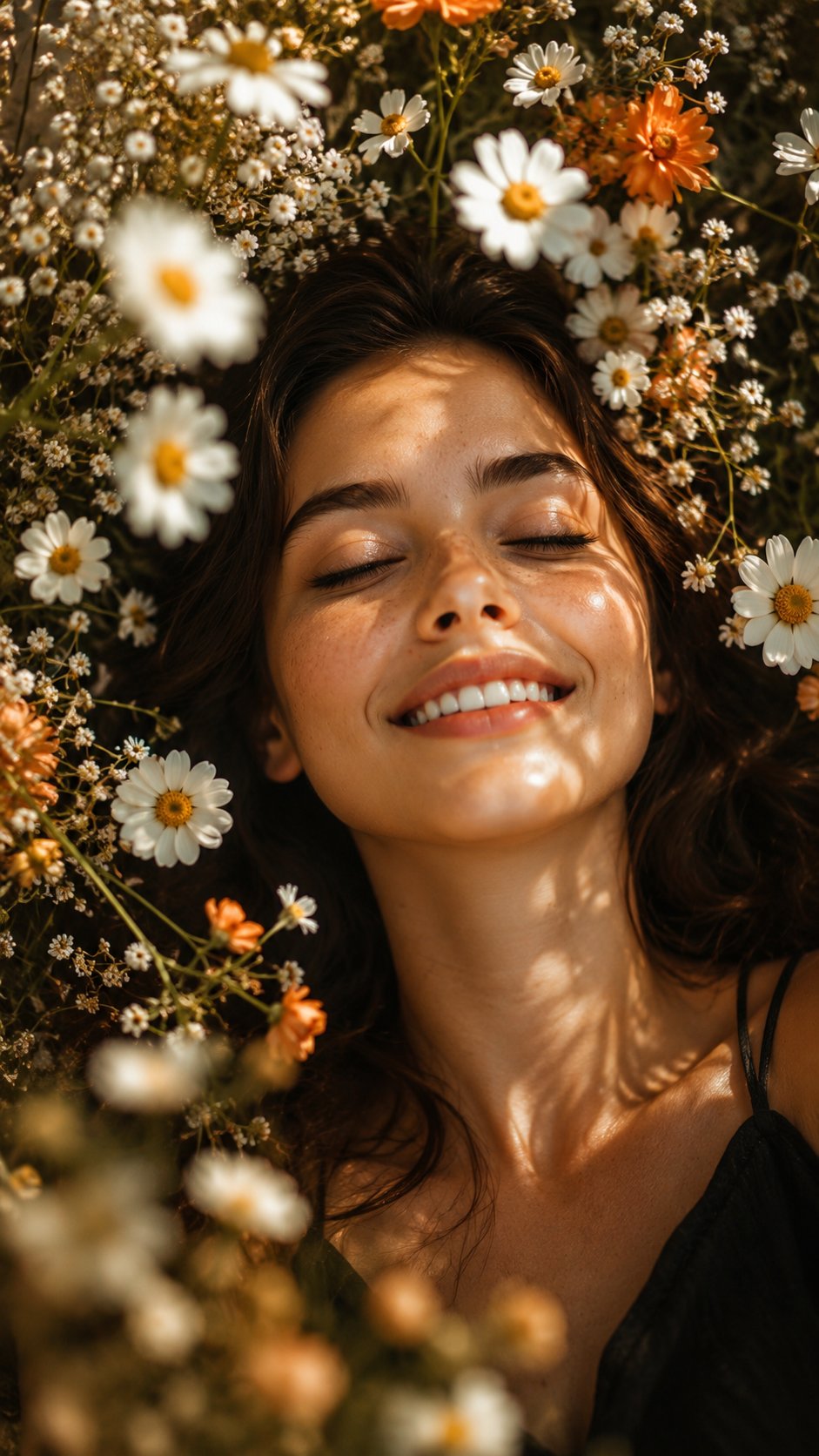 Lying In White Daisies Golden Sunlight