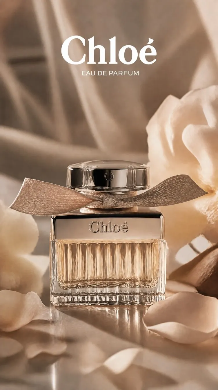 Perfume Bottle With Rose Gold Ribbon Studio Shot