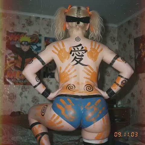Kneeling On Bed Naruto Poster Vintage