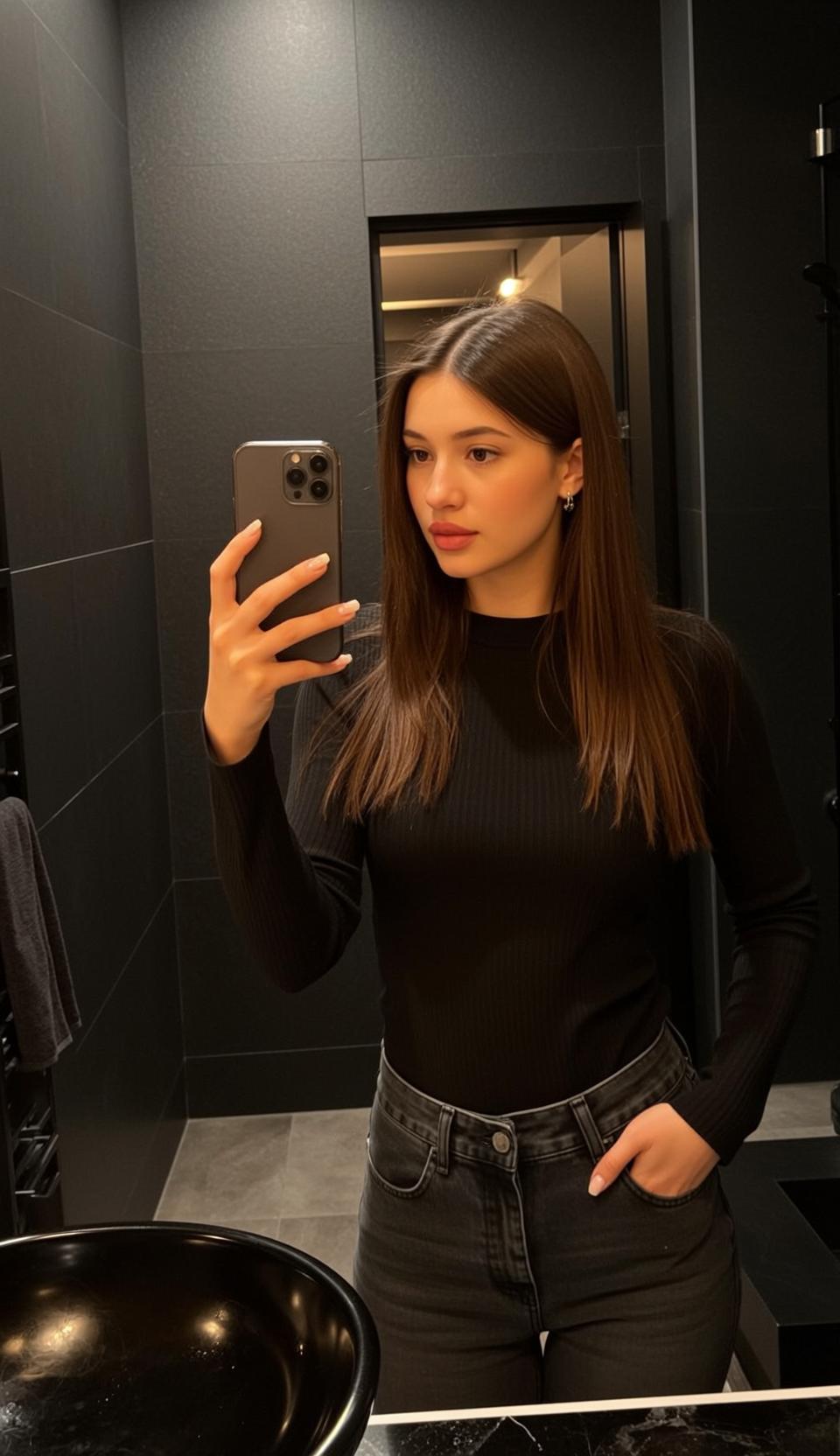 Holding Smartphone Her Right Hand Taking 7