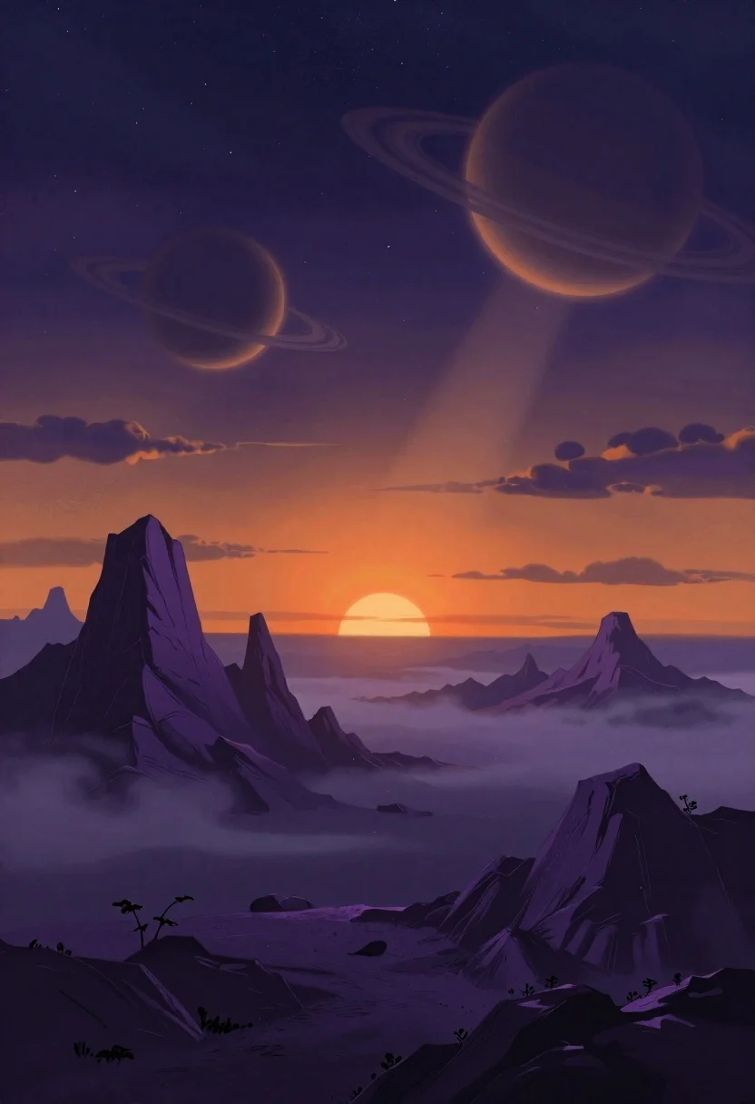 Digital Painting Surreal Alien Landscape Beneath Vast Cosmic Sky Environment reference photo