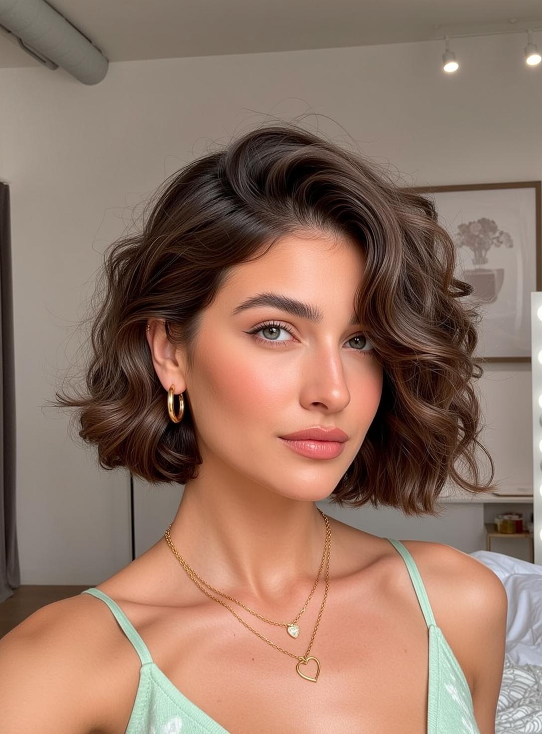 Mint Camisole Gold Jewelry Fair Skin Blush