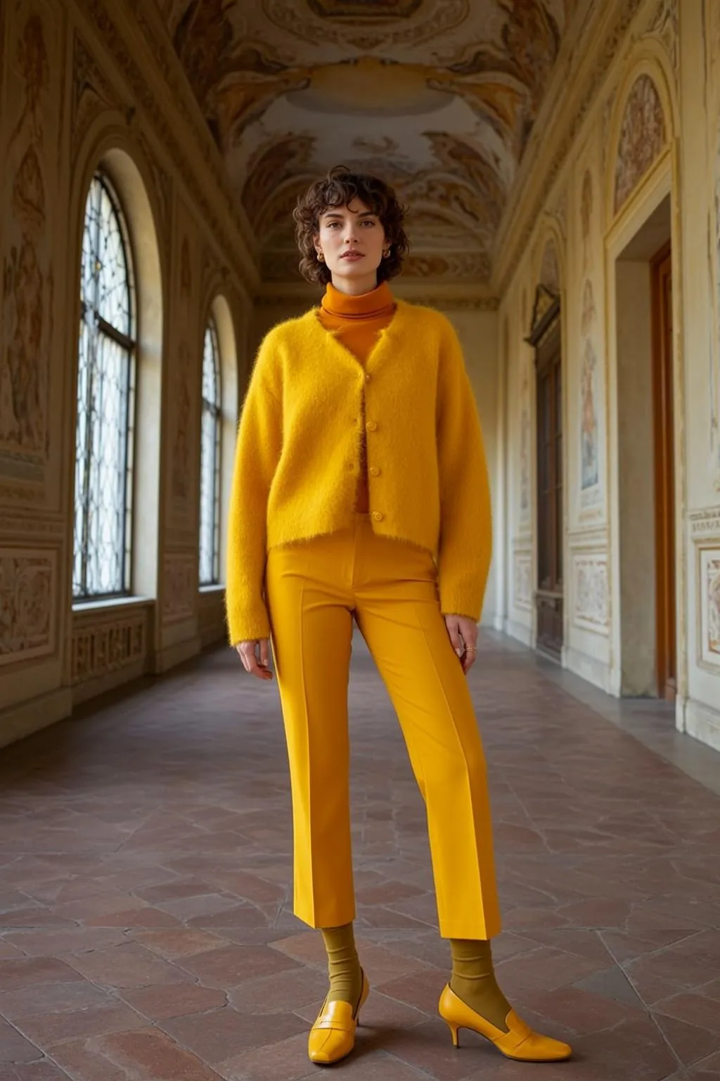 Fashion Week Young Short Curly Brown Fair