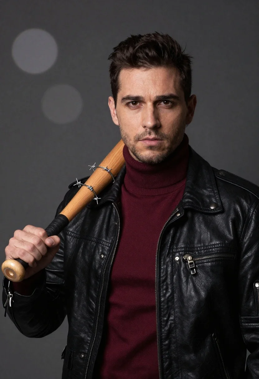 Portrait Man With Short Dark Hair And Stubble Wearing Black reference photo