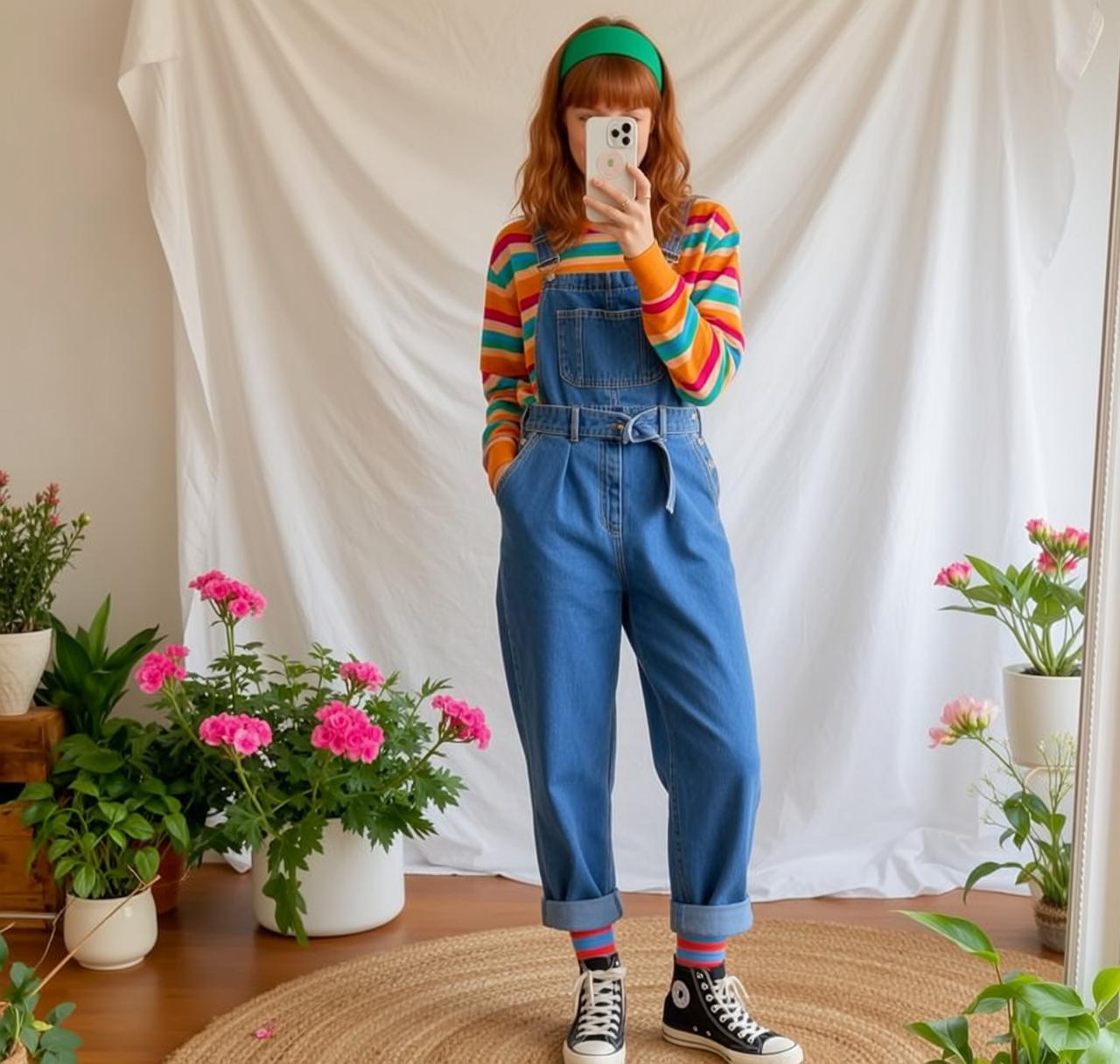 Casual Young Red Wavy Bangs Fair Long-sleeved