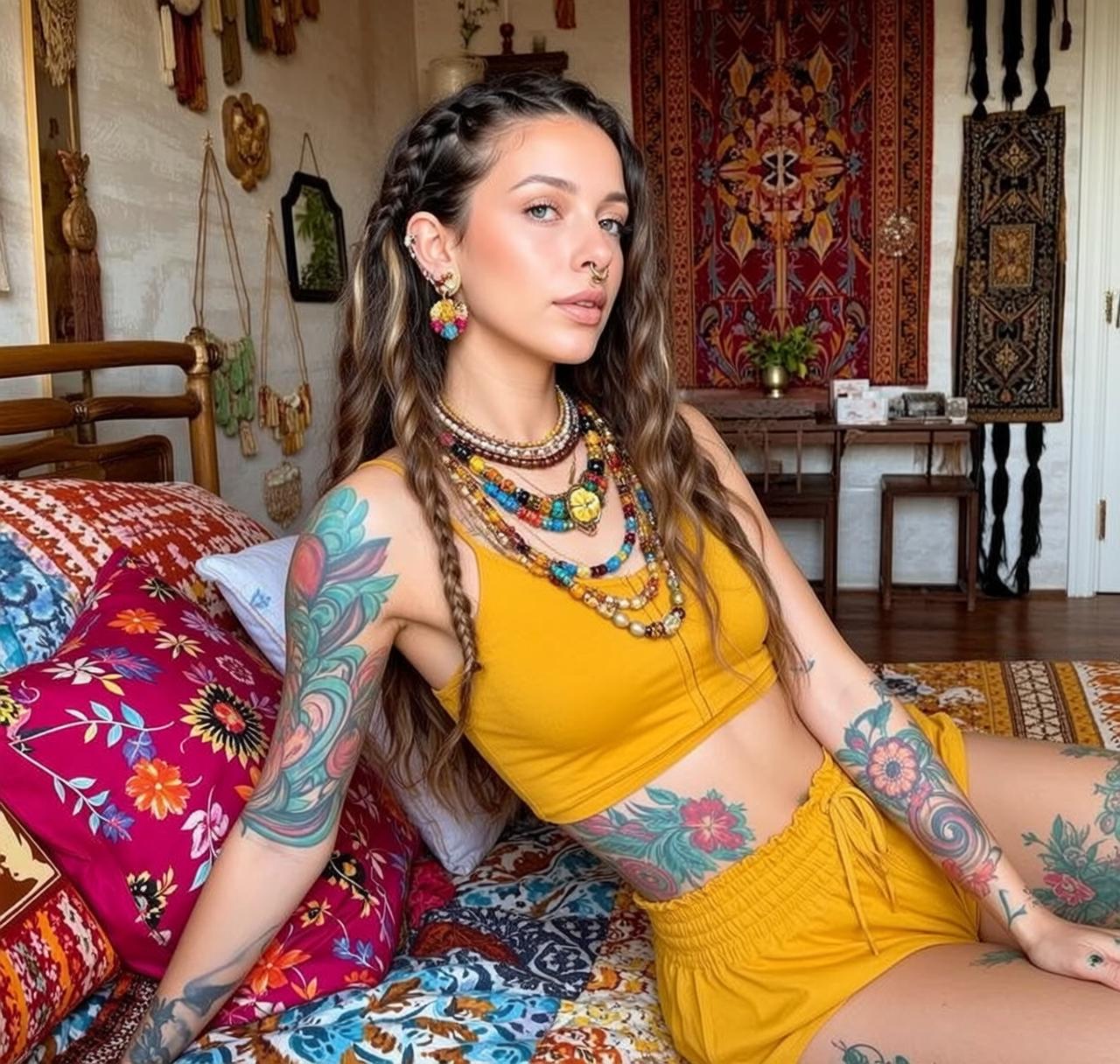 Yellow Crop Top Bed Tattoos