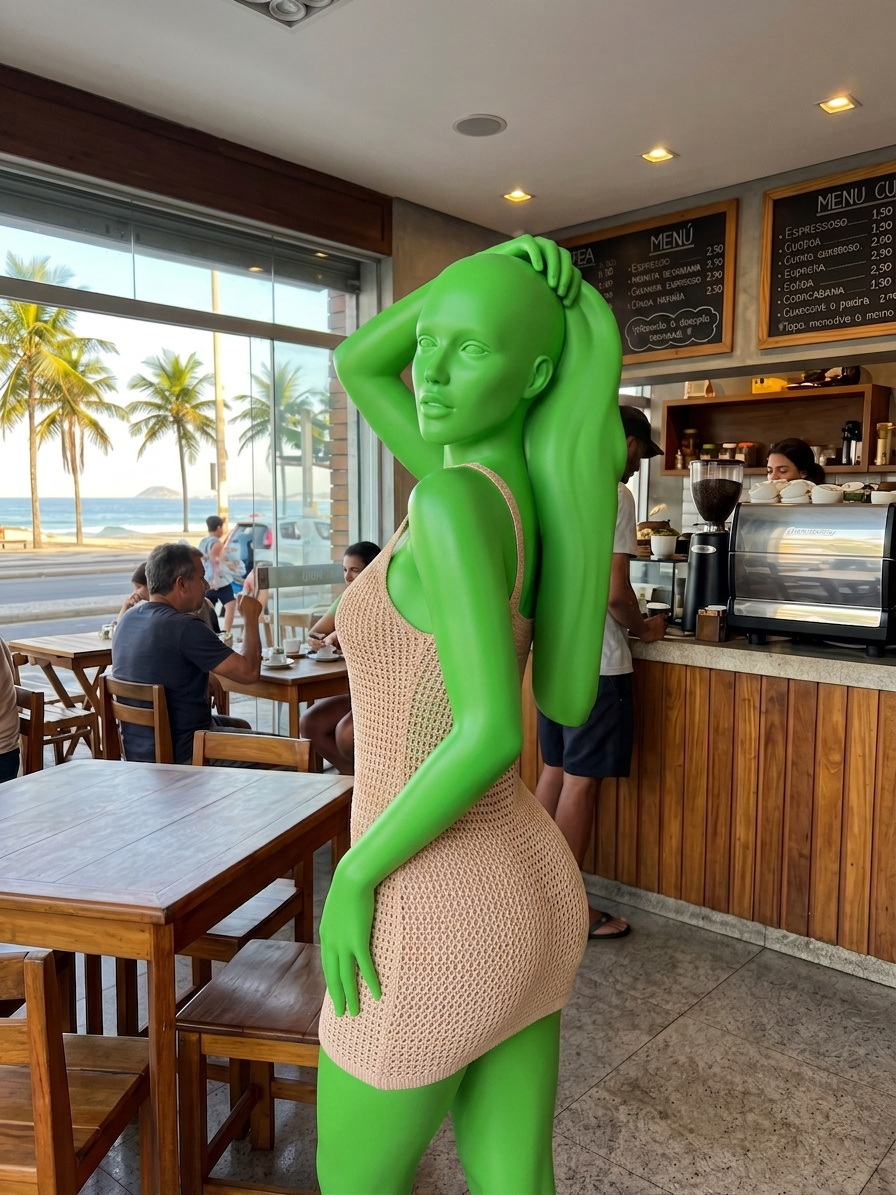 Template for Beige Crochet Dress at Beachfront Cafe