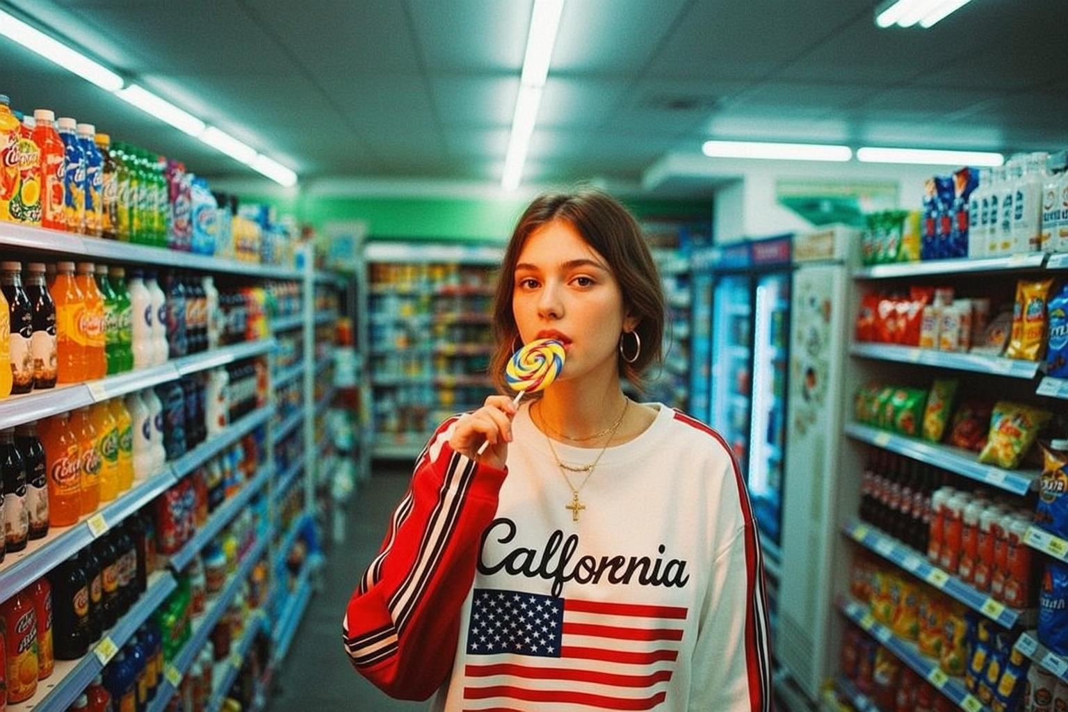 California Sweatshirt Lollipop Pose