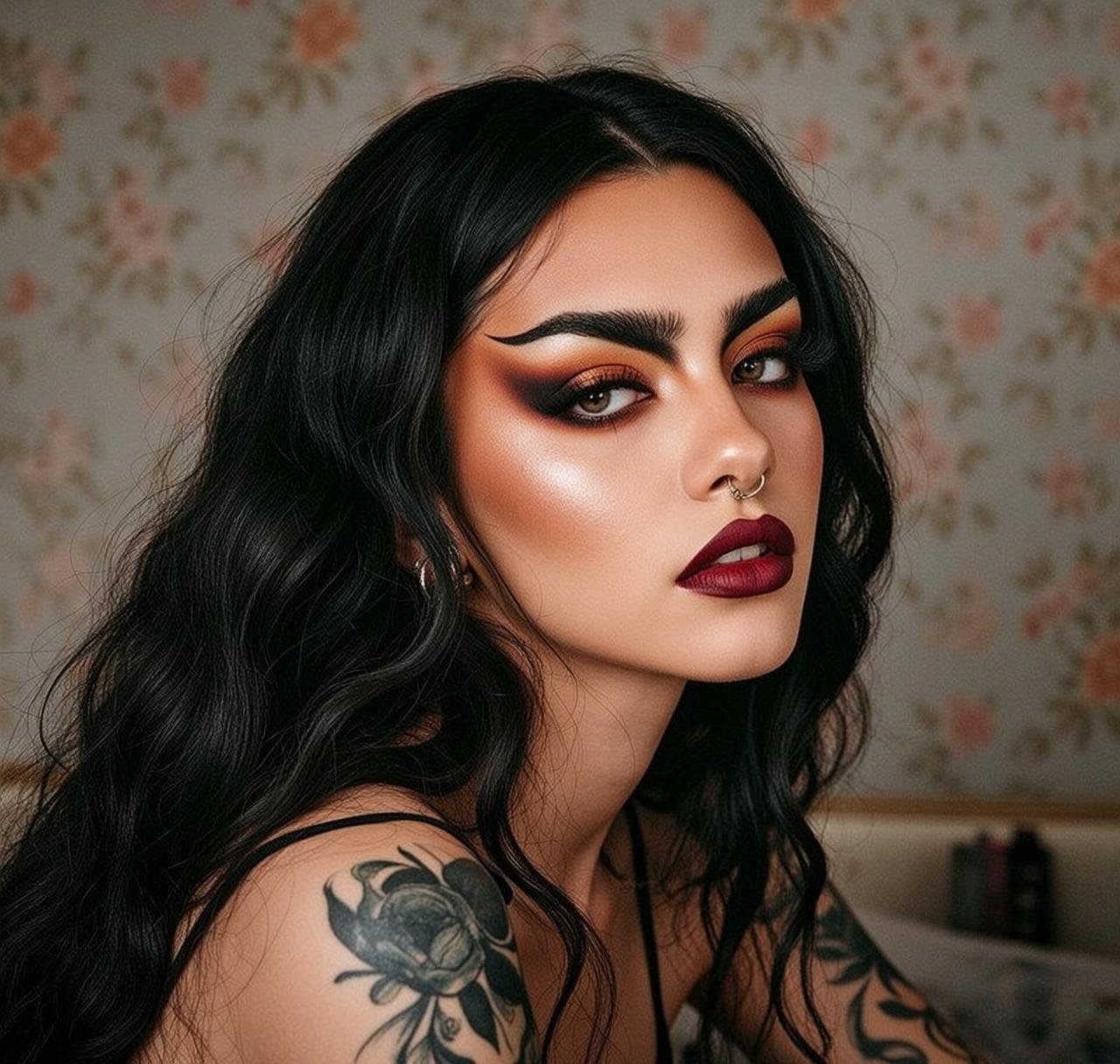 Halloween Makeup Young Long Wavy Black Hair