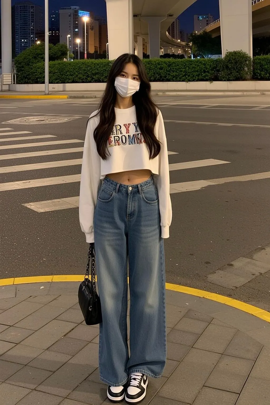 Night Crosswalk Wide Leg Jeans