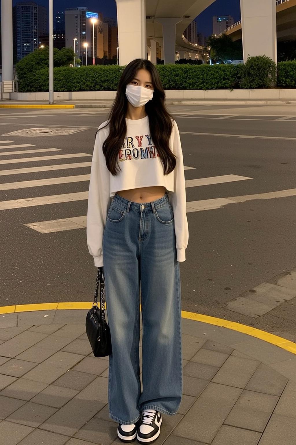 Night Crosswalk Wide Leg Jeans