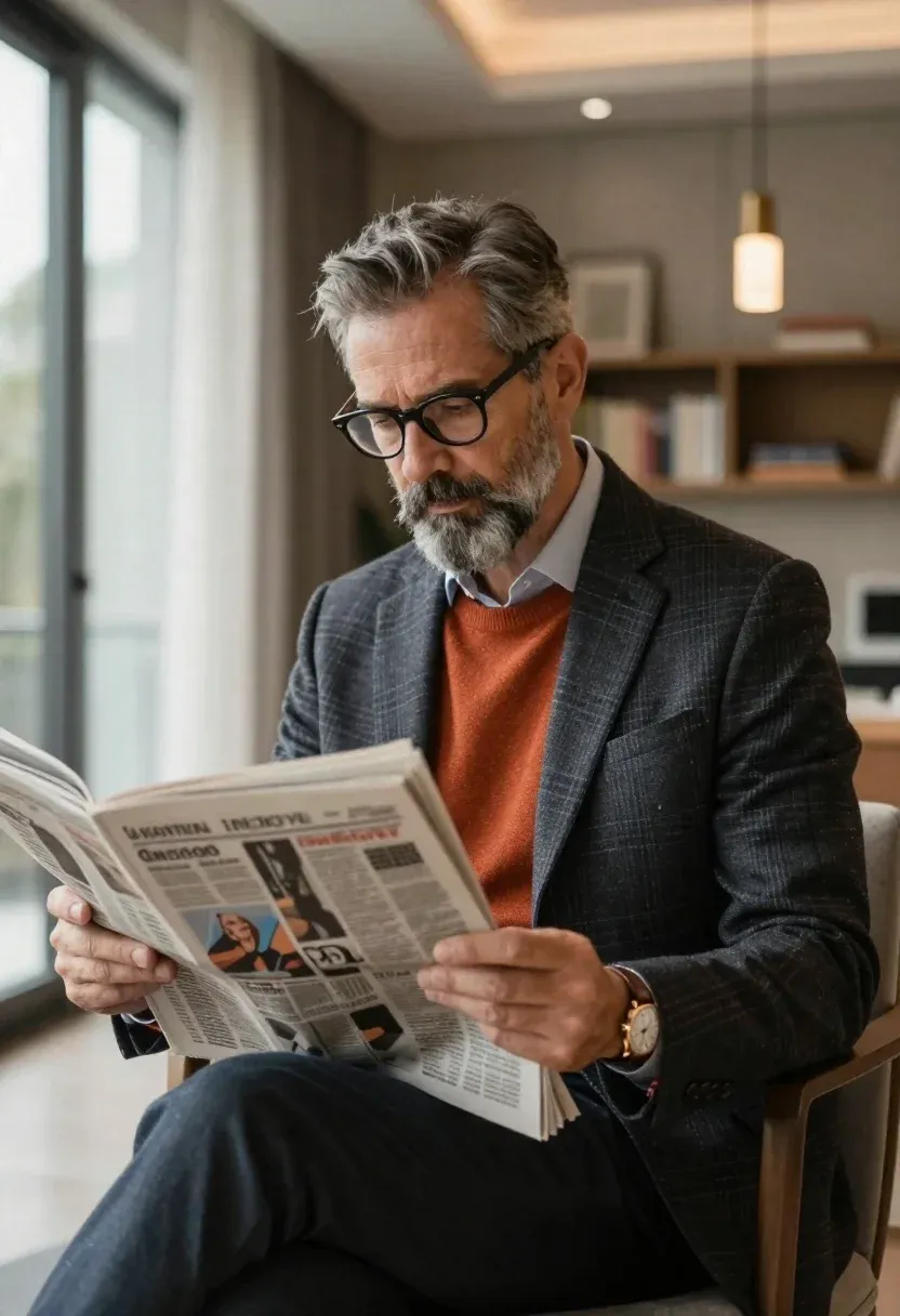 Photorealistic Medium Shot Middle-aged Man With Graying Hair And Beard