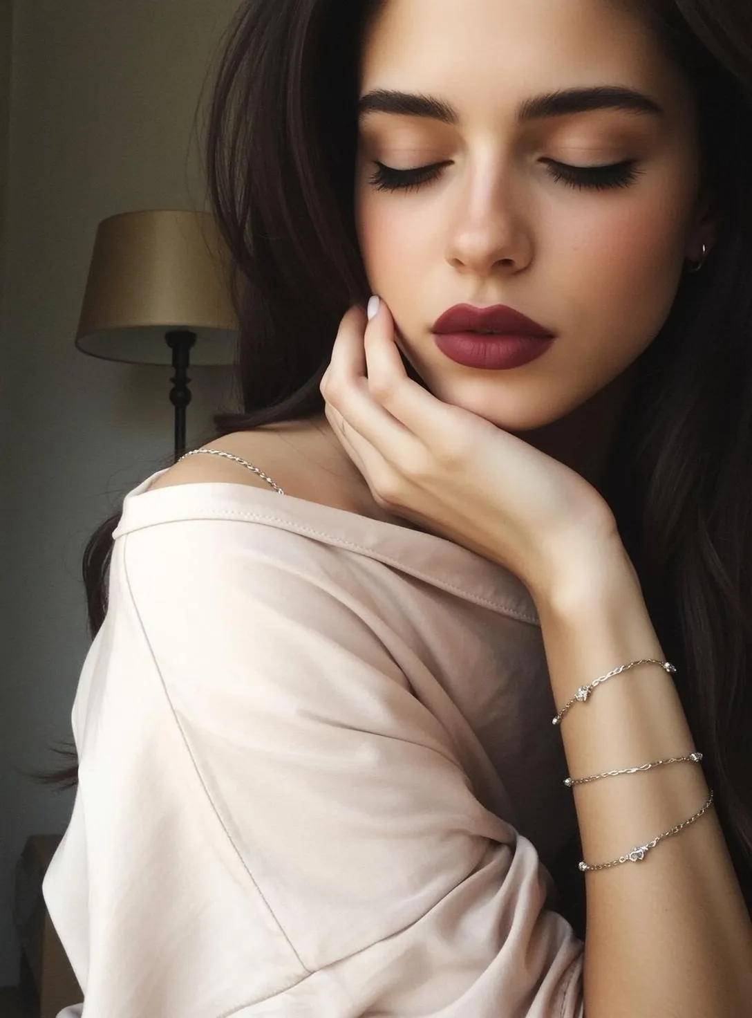 Makeup Earrings Bracelets And Nails In Fashion Portrait