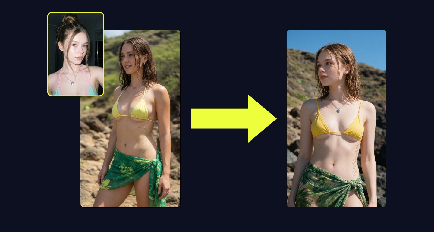 Mila remix walkthrough for Yellow Bikini Green Sarong Coastal Landscape