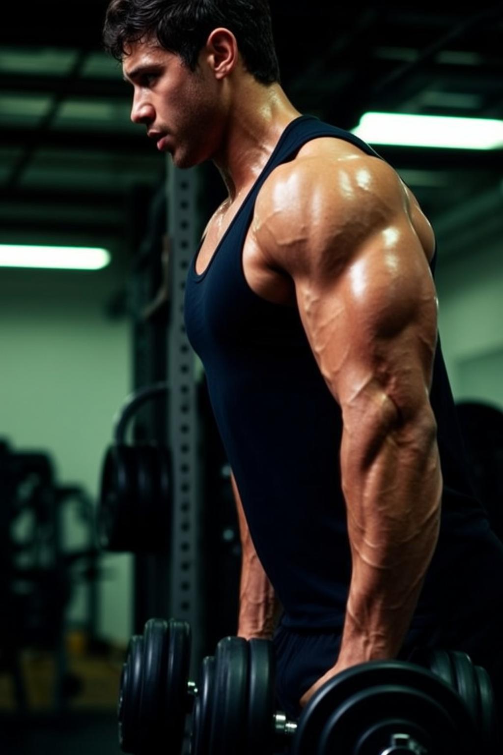 Black Tank Dumbbell Workout