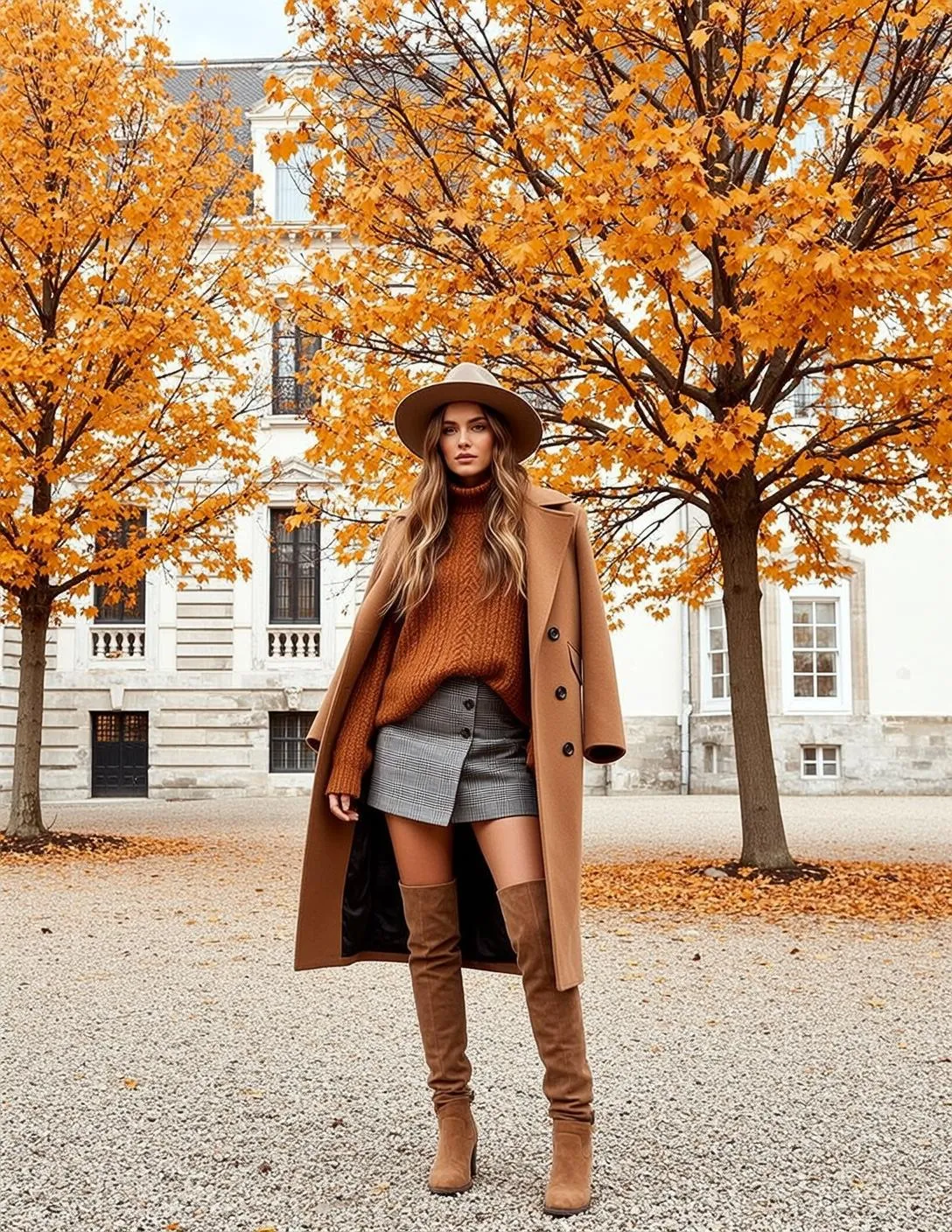 Autumn Full-body Captures Standing Outdoors Facing Forward