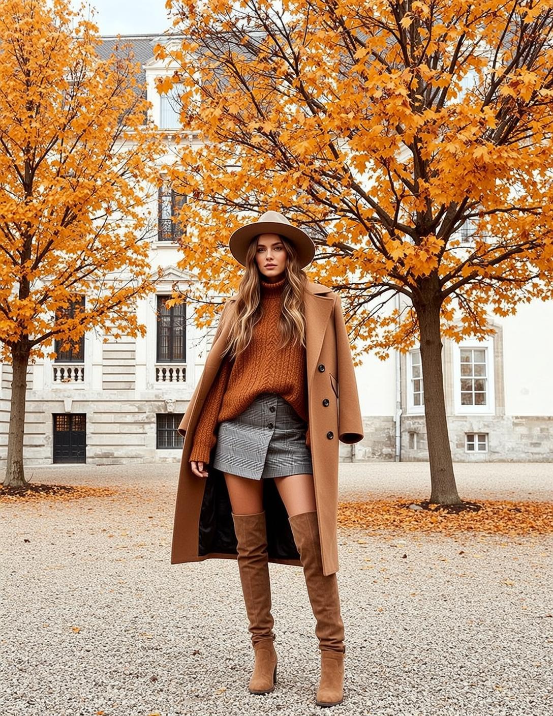 Autumn Full-body Captures Standing Outdoors Facing Forward