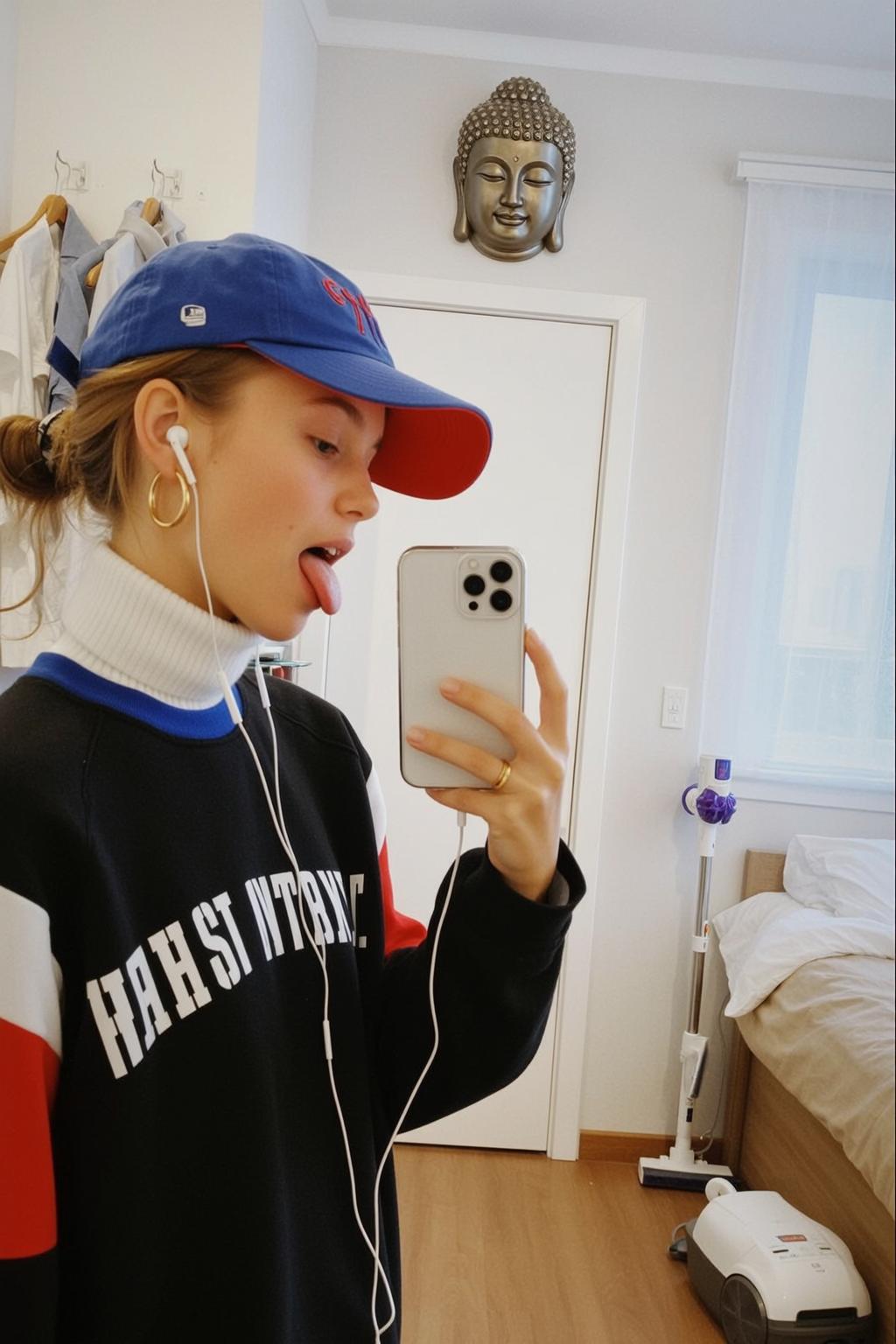 Explore Young Taking Selfie Bedroom Holding Smartphone