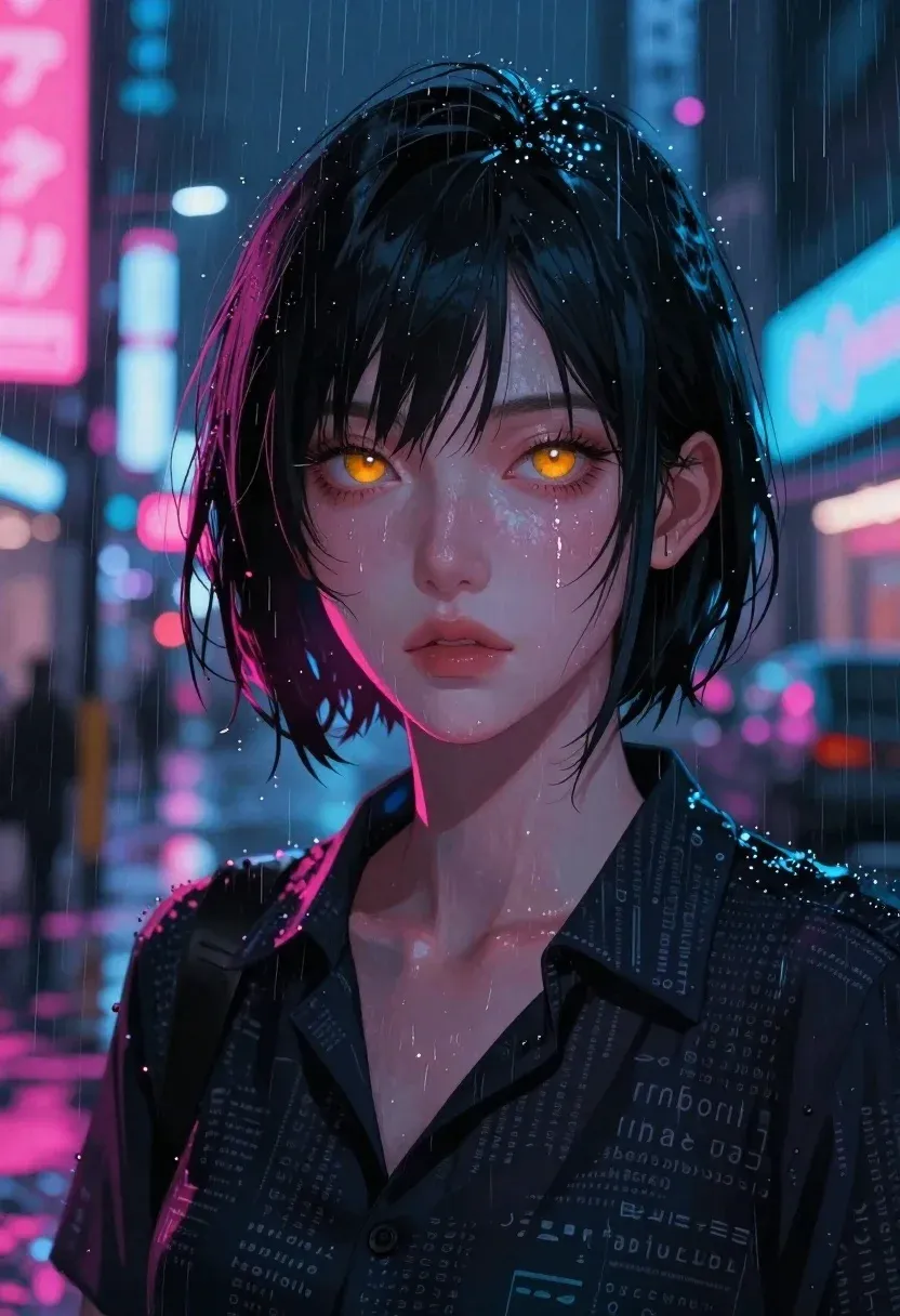 Digital Illustration Close-up Portrait Subject Woman With Short Black Hair