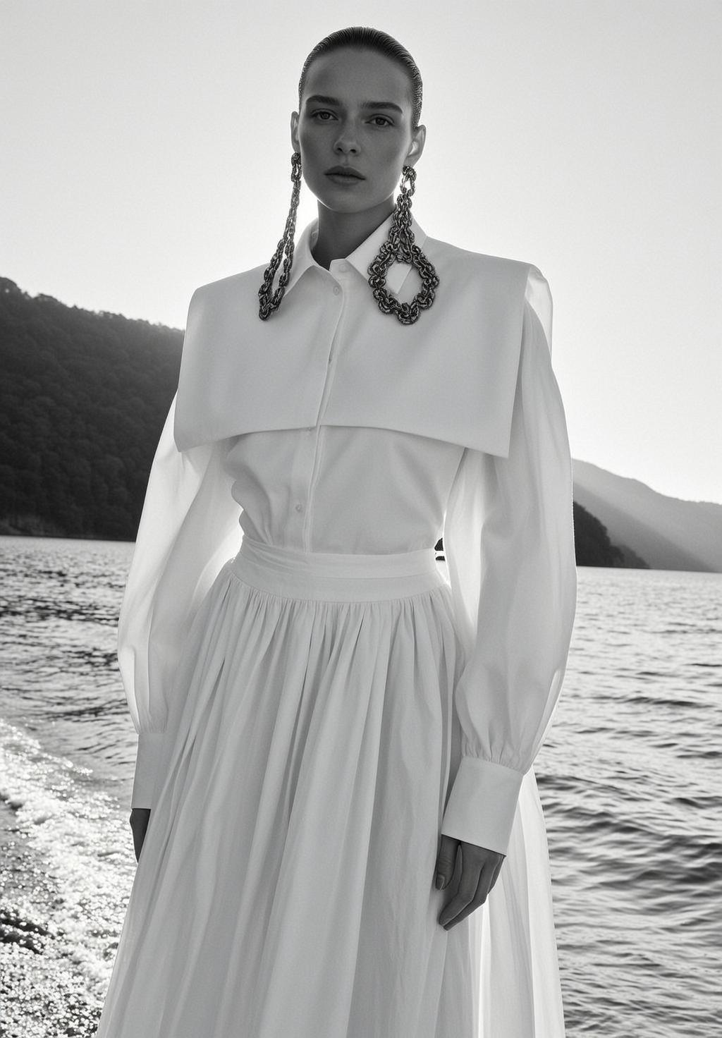 Cape Collar Black White Portrait