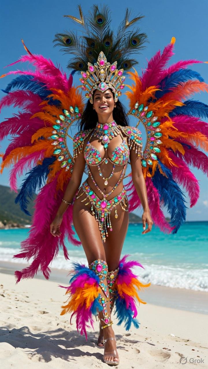 Jeweled Carnival Costume On White Sand