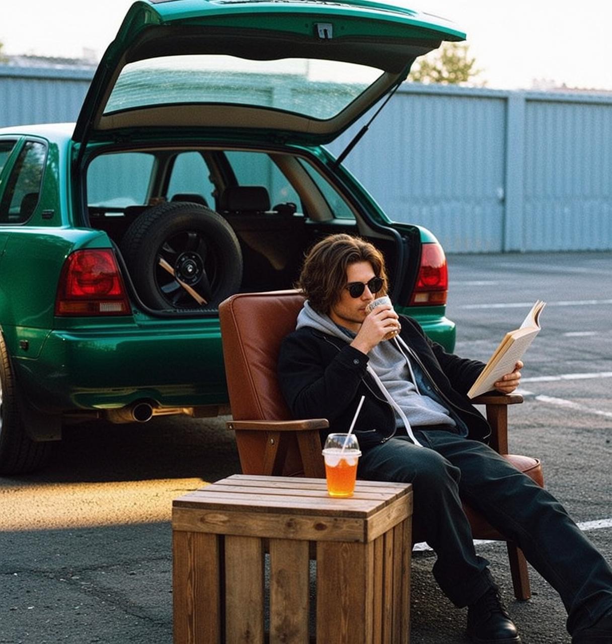 Parking Lot Book Drink