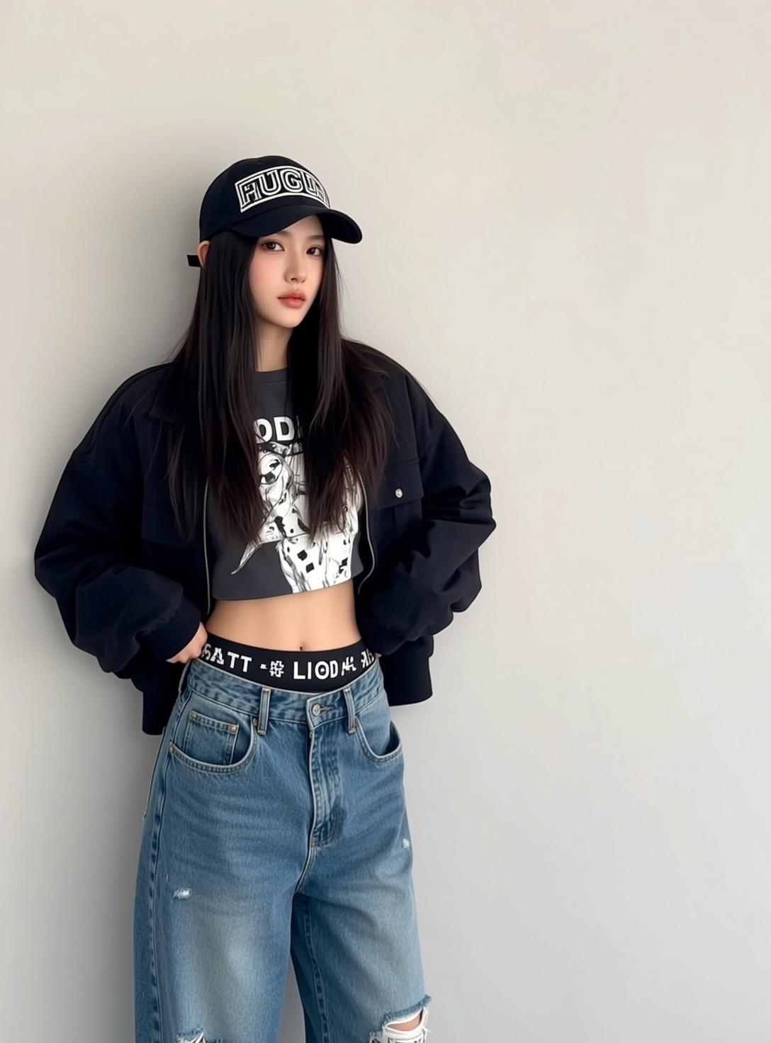 Acubi Young Long Black Hair Fair Skin