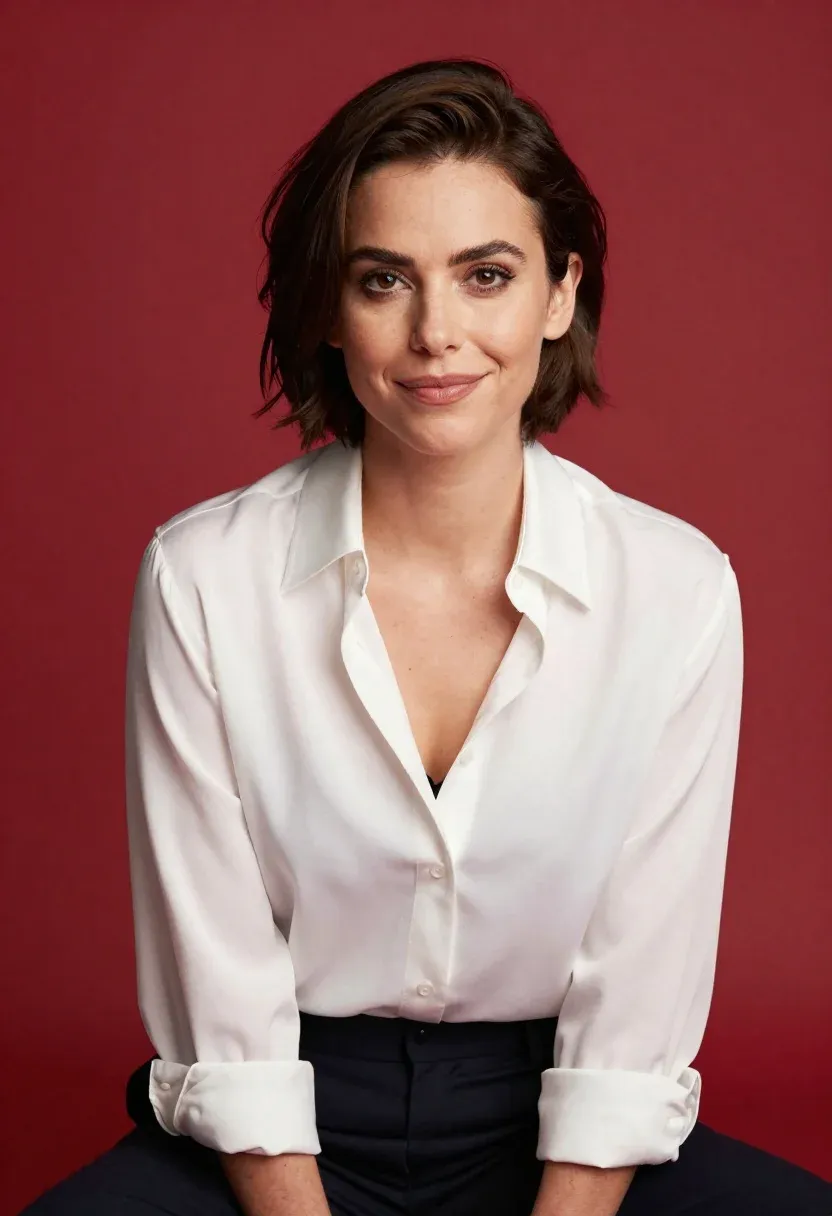 Confident Woman With Short Dark Hair Looks Directly The Camera