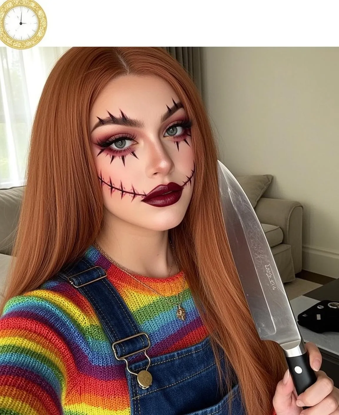 Halloween Makeup Young Long Auburn Straight Fair