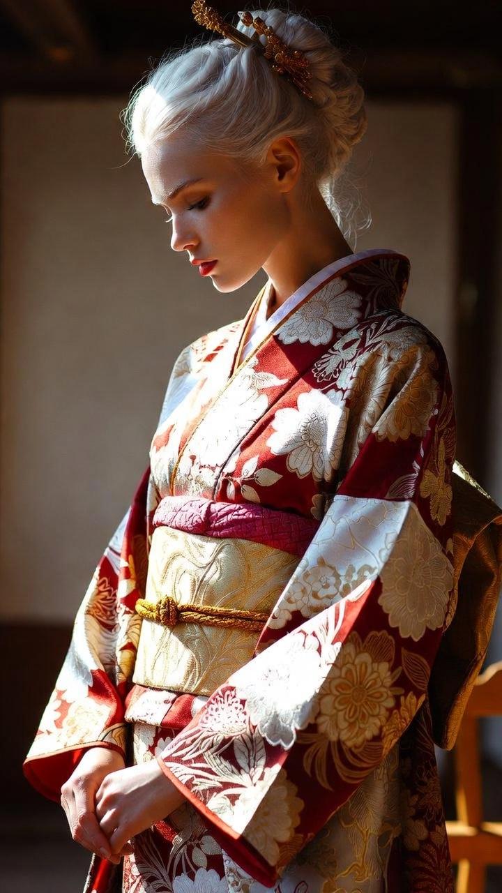 Kimono Portrait Dramatic Lighting Serene Profile